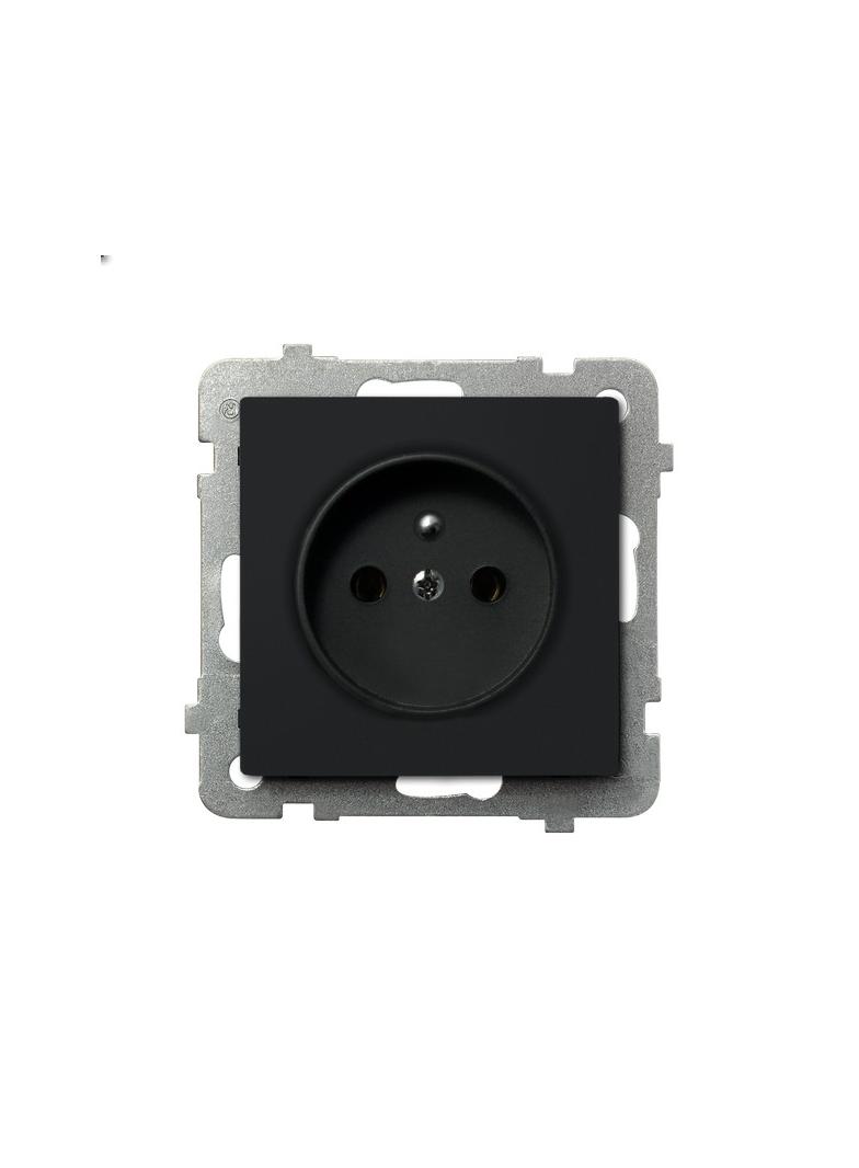 SONATA Gniazdo pojedyncze z uziemieniem - kolor czarny metalik