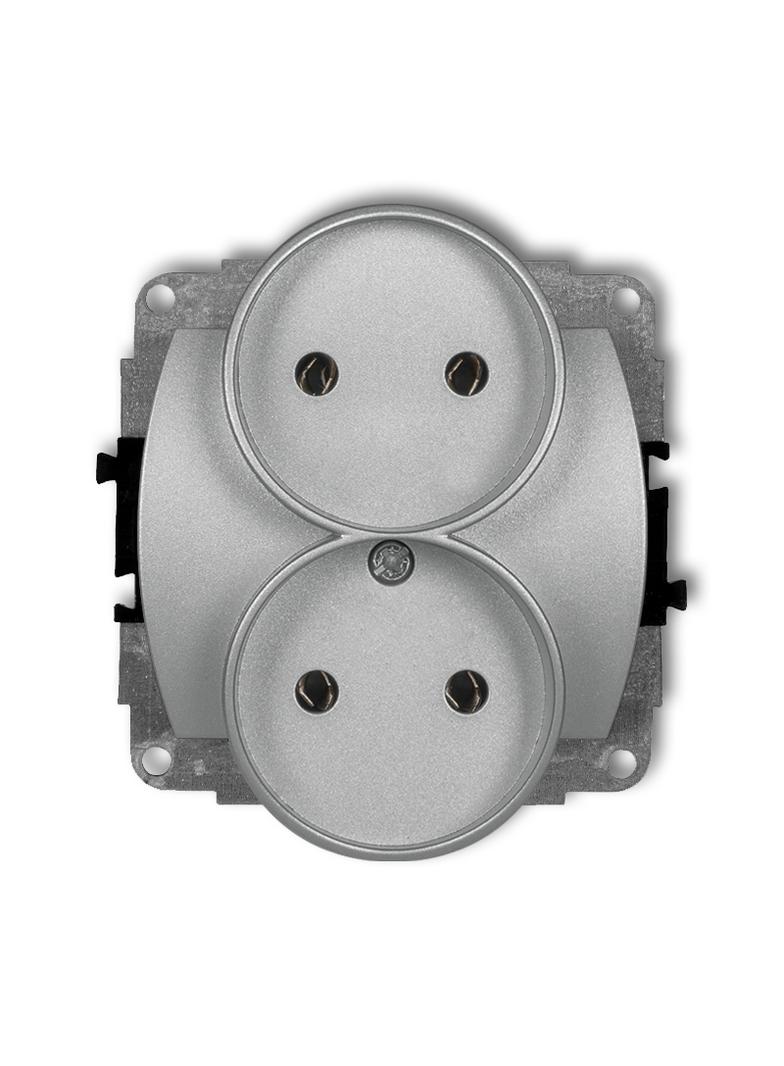 TREND Mechanizm gniazda podwójnego do ramki poziomej bez uziemienia 2x2P (przesłony torów prądowych)