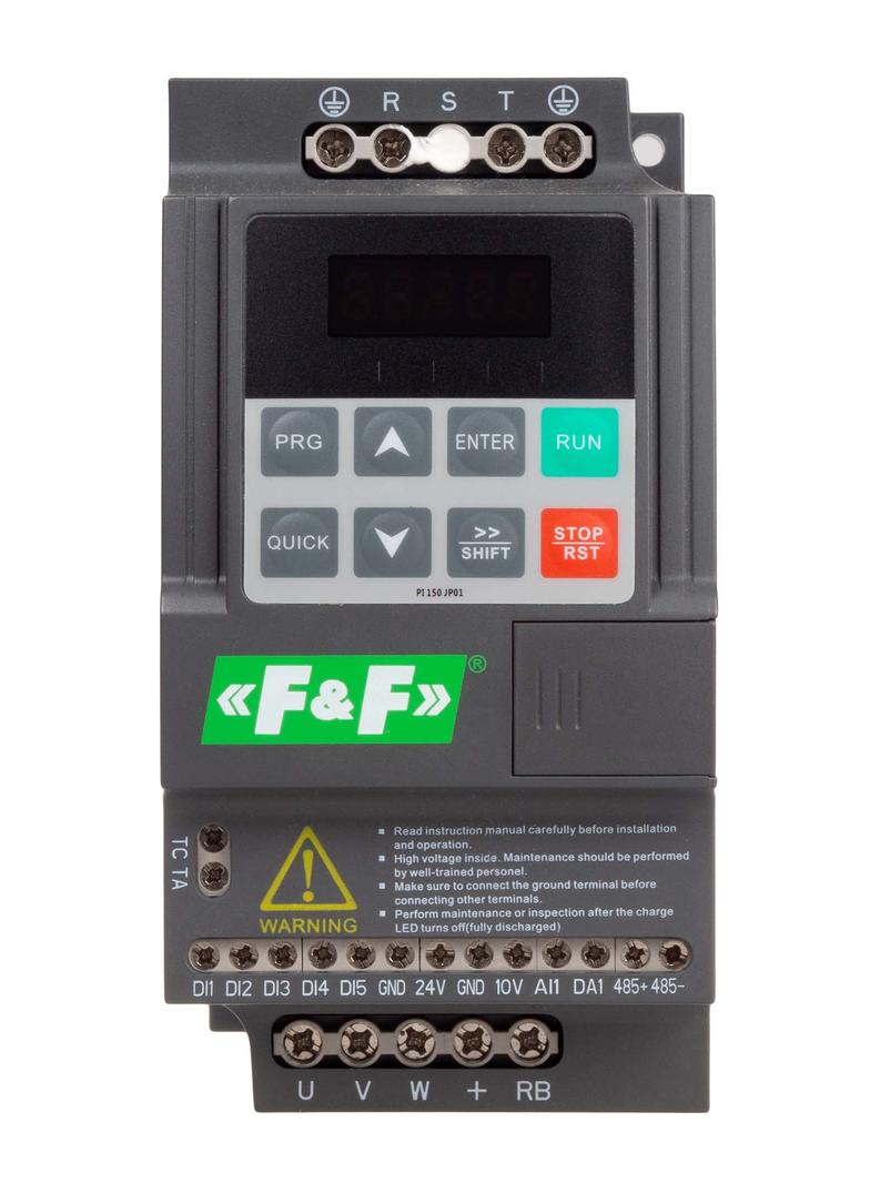 Falownik miniaturowy jednofazowy Pmax=2,2 kW Uwe=1x230 V AC Iwe=23,0 A Uwy=3x230 V AC Iwy=10,0 A FA-1LS-022 F&F
