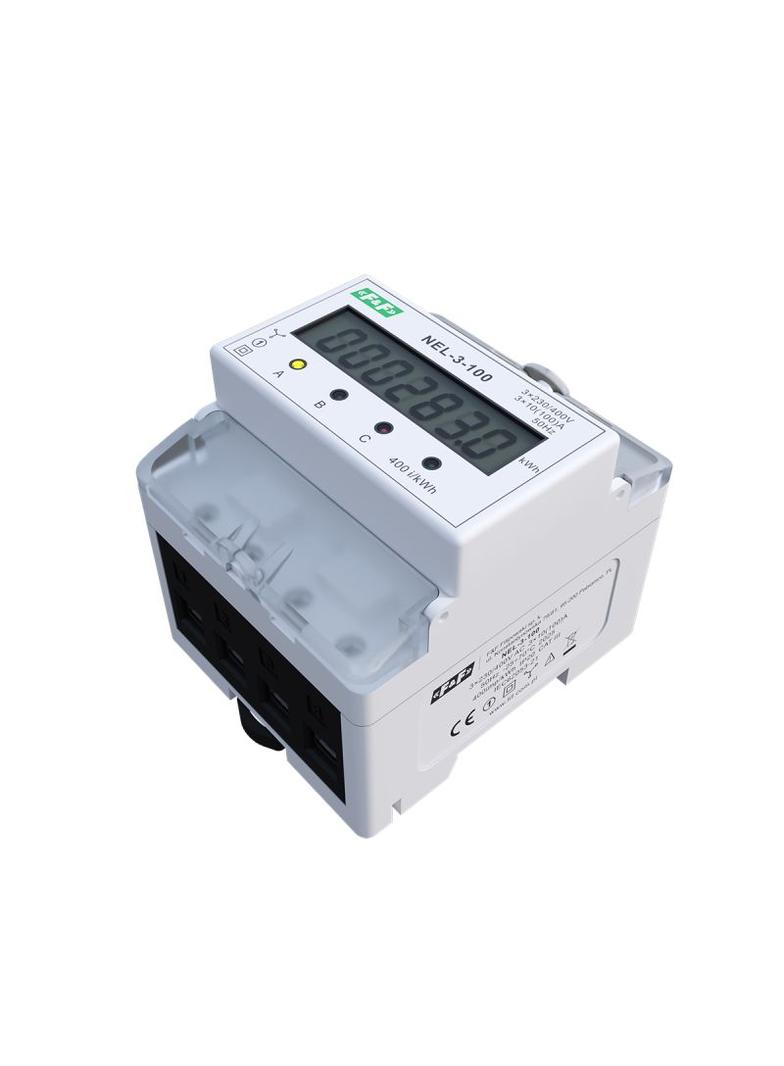 Wskaźnik zużycia energii elektrycznej 3-fazowy 3x400 VAC 100 A 4 moduły NEL-03-100 F&F