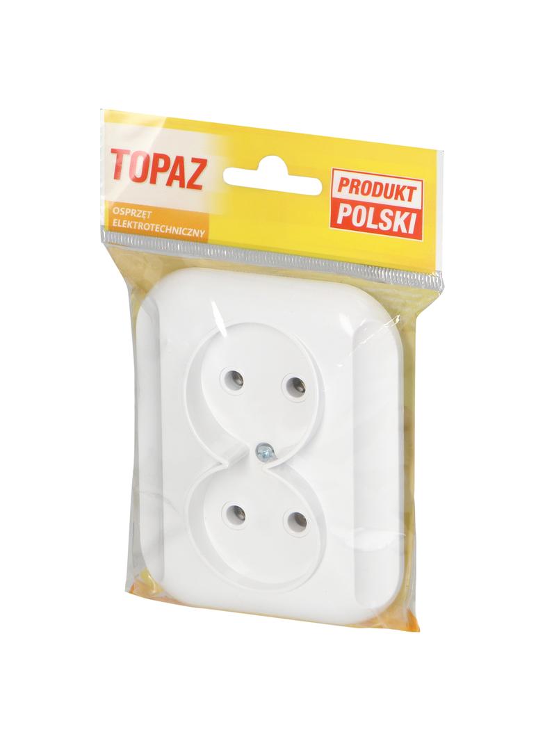 Gniazdo podwójne podtynkowe 2x2p 16A, 250V, TOPAZ, biały