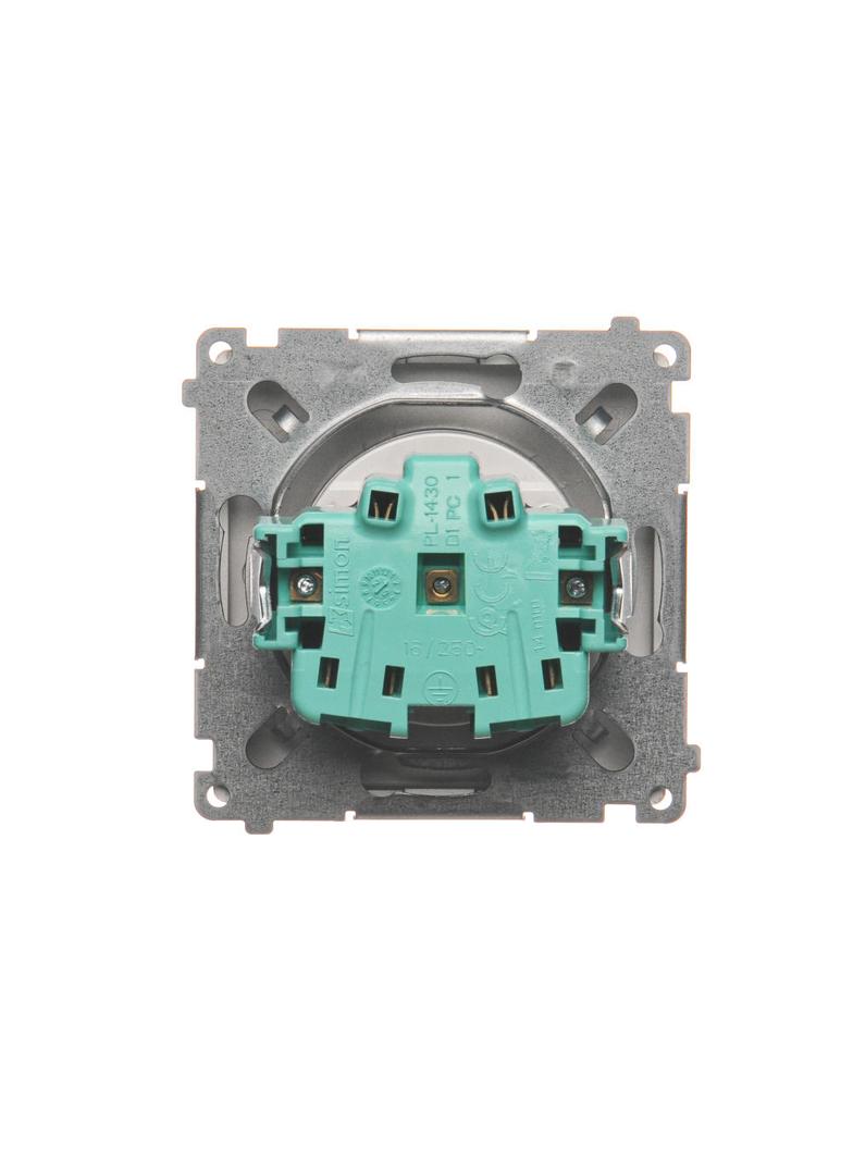 Simon Basic Gniazdo wtyczkowe bez uziemienia z przesłonami torów prądowych 16A 250V zaciski śrubowe stal inox BMG1Z.01/21 BMG1z.01/21 KONTAKT