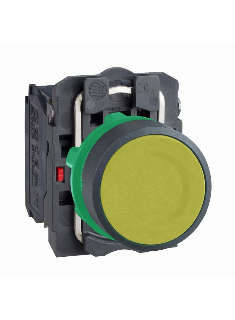 Harmony XB5 Żółty przycisk kompletny fi22 samopowrotn. 1Z+1R nieoznakowany XB5AA55 Schneider