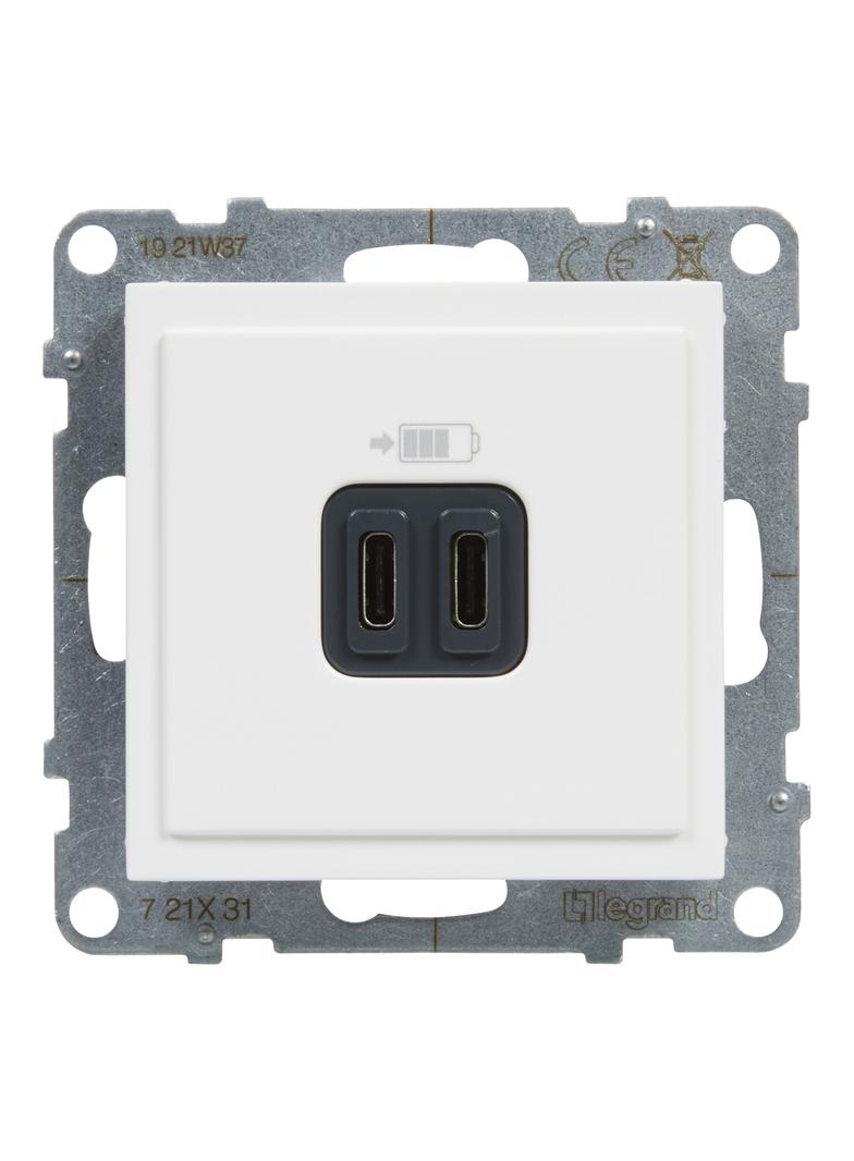 SUNO - Gniazdo USB typ A + C - 5 V - 3 A, Biały, 721131, Legrand