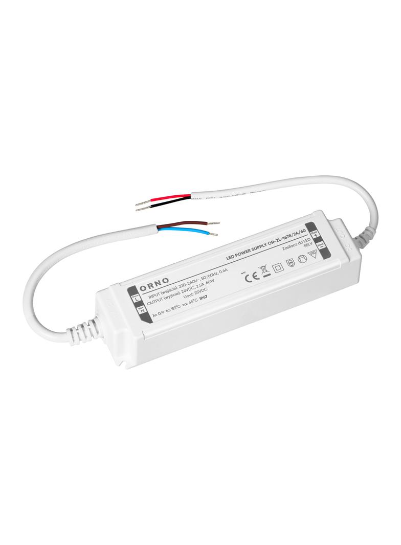 Zasilacz LED, hermetyczny, 24V, 60W, IP67, plastikowa obudowa