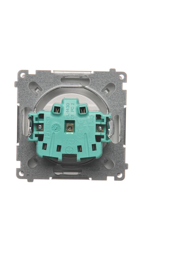 Simon Basic Gniazdo wtyczkowe z uziemieniem z przesłonami torów prądowych 16A 250V zaciski śrubowe srebrny mat BMGZ1Z.01/43 BMGZ1z.01/43 KONTAKT