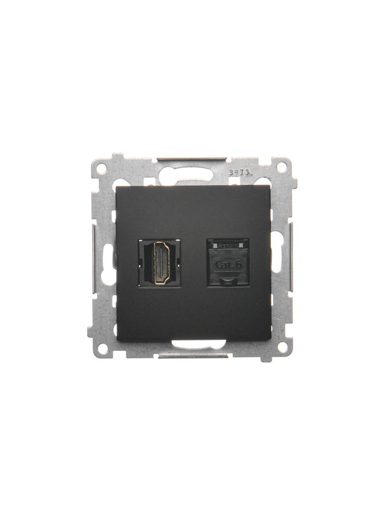 Simon 54 Gniazdo HDMI + RJ45 kat.6. czarny DGHRJ45.01/49 KONTAKT