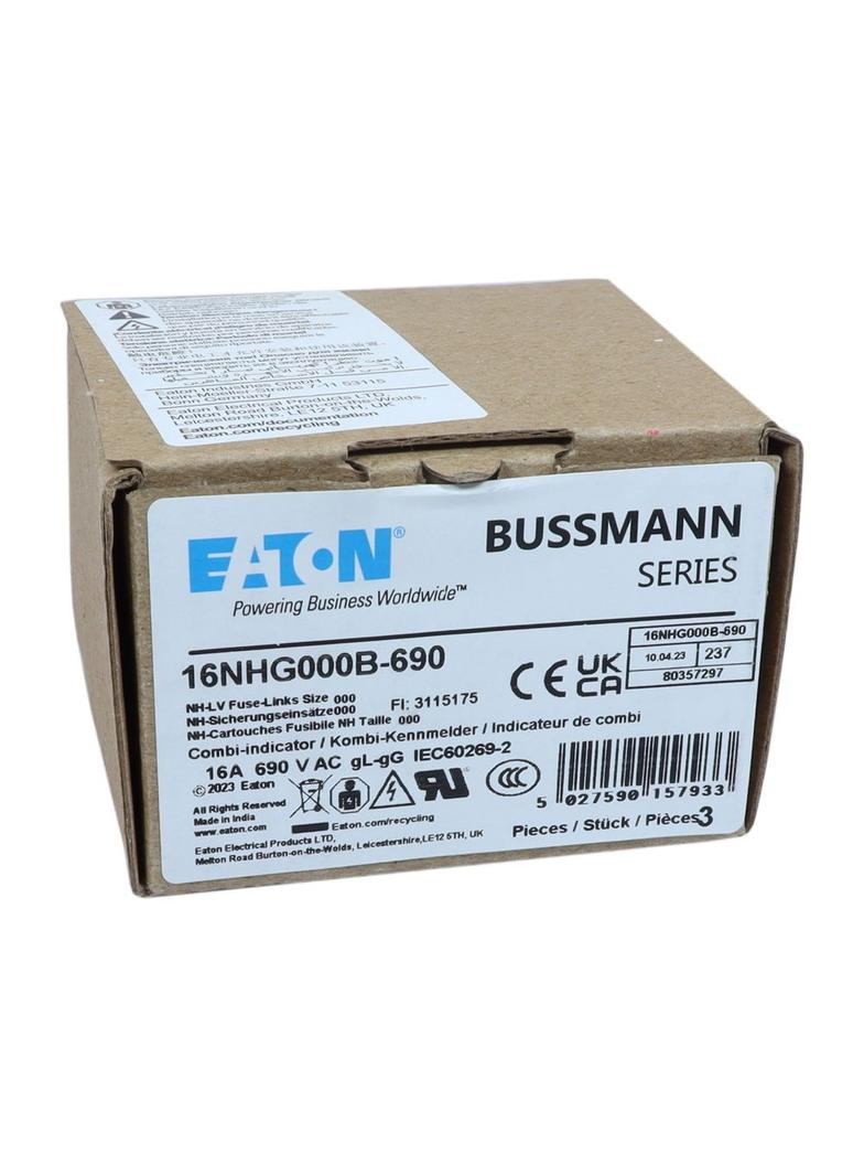 NH FUSE 16AMP 690V gG SIZE 000 Wkładka NH000 16A 690V GL/GG podwójny wskaźnik 16NHG000B-690 EATON