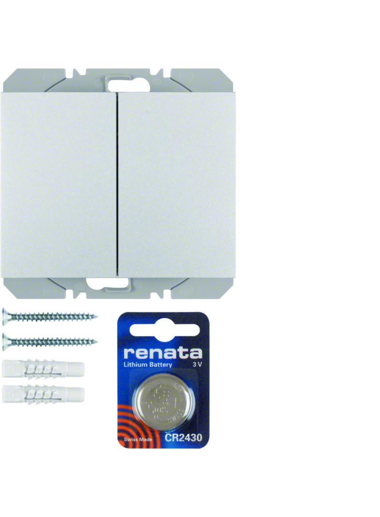 BERKER K.5 KNX RF quicklink Przycisk radiowy podwójny płaski aluminium lakierowana 85656277 HAGER