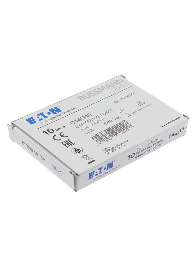 CYLINDRICAL FUSE 14 x 51 40A GG 500V AC Wkładka cylindryczna 14 x 51mm 40A GG 500V AC C14G40 EATON
