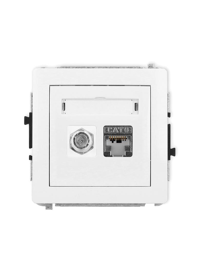 DECO Mechanizm gniazda antenowego poj. typu F (SAT) + gniazda komp. poj. 1xRJ45, kat. 6 ekranowany,