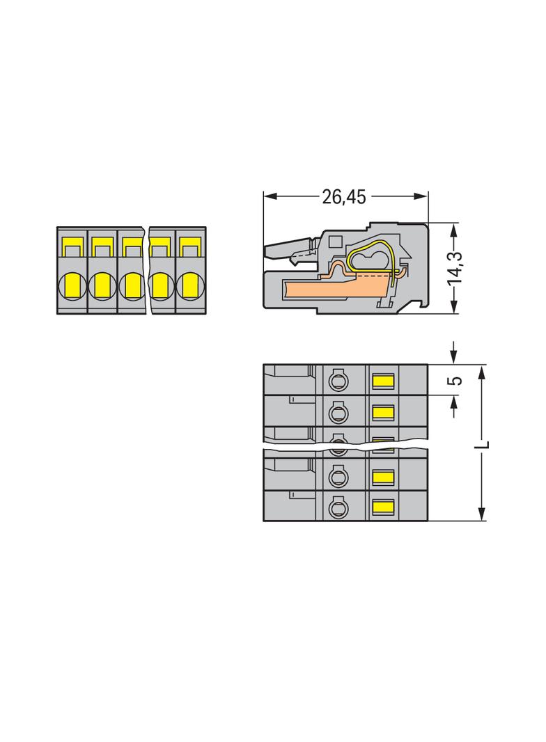 MCS-MIDI Classic gniazdo 19-bieg. szare raster 5 mm /10szt./ WAGO