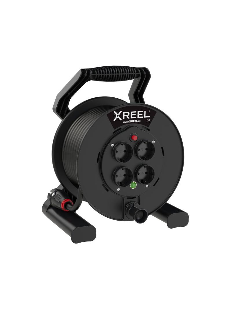 Przedłużacz zwijany jednofazowy XREEL 30 mb H05VV-F 3x1,5 (OWY) wtyczka gumowa 16A IP20