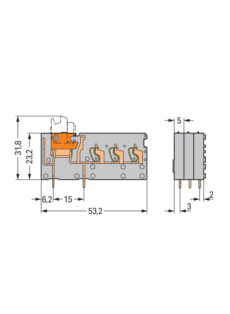 złączka do płytek drukowanych rozłączalna szara raster 5 mm
