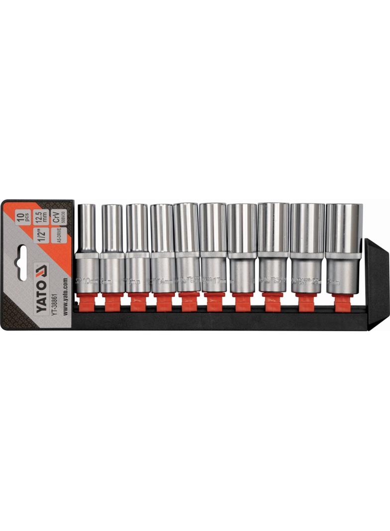Zestaw nasadek długich 1/2'' 10CZ. YT-38861 YATO