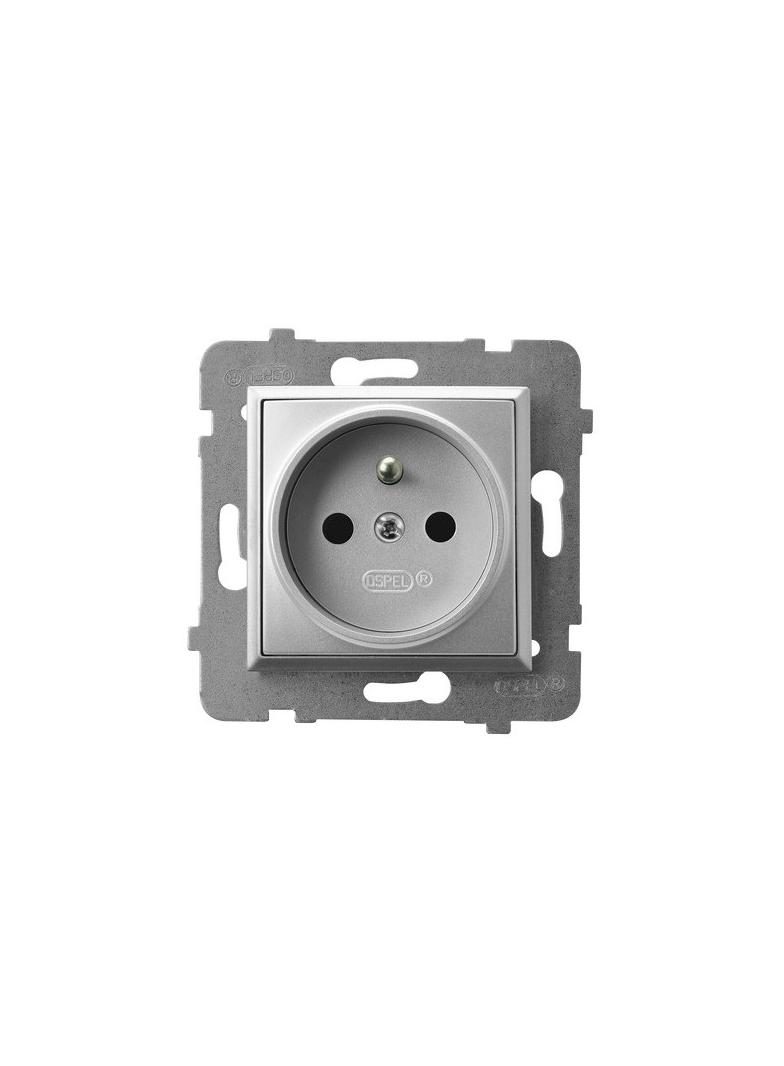 ARIA Gniazdo pojedyncze z uziemieniem - kolor srebro