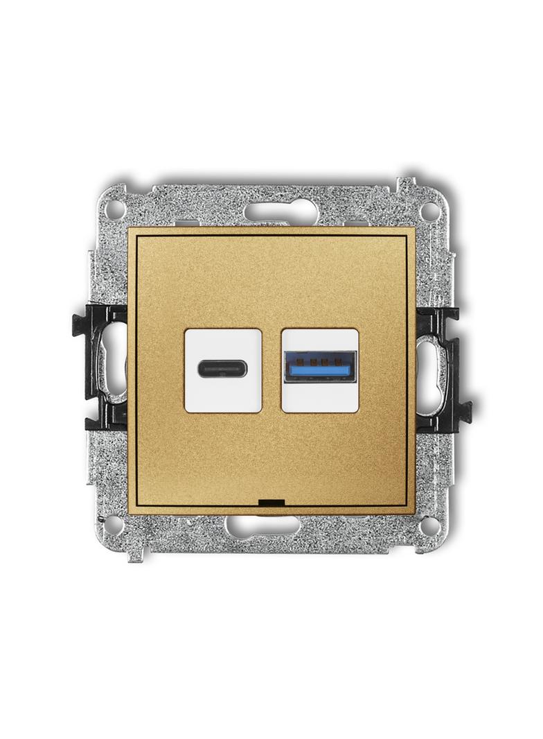 ICON Ładowarka USB podwójna USB C + USB A, 20W max., bez pola opisowego złoty 29ICUSBBO-8 KARLIK