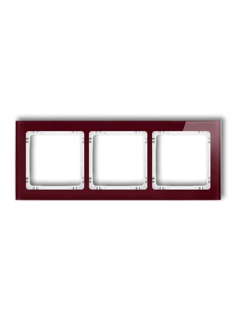 DECO Ramka uniwersalna potrójna - efekt szkła (ramka: bordowa; spód: biały)