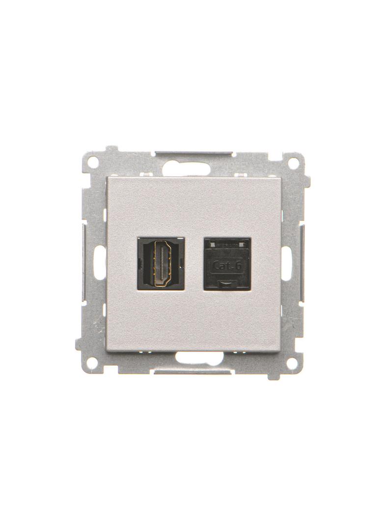 Simon 55 Gniazdo HDMI+RJ45 kat.6 Aluminium mat
