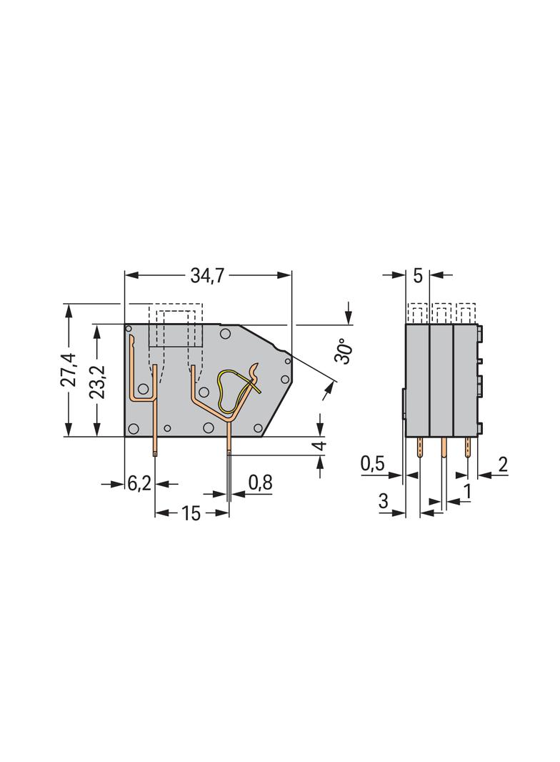 złączka do płytek drukowanych bezpiecznikowa szara raster 5 mm /300szt./ WAGO