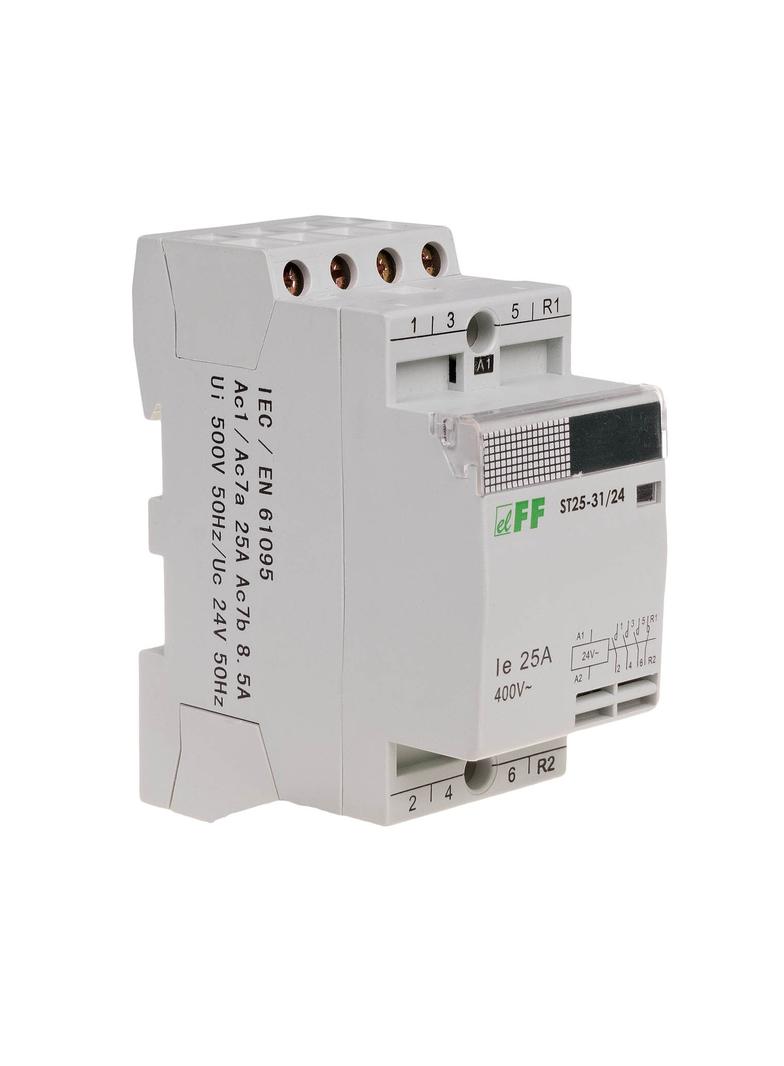 Stycznik modułowy, montaż na szynie styki 3NO+1NC, 25A