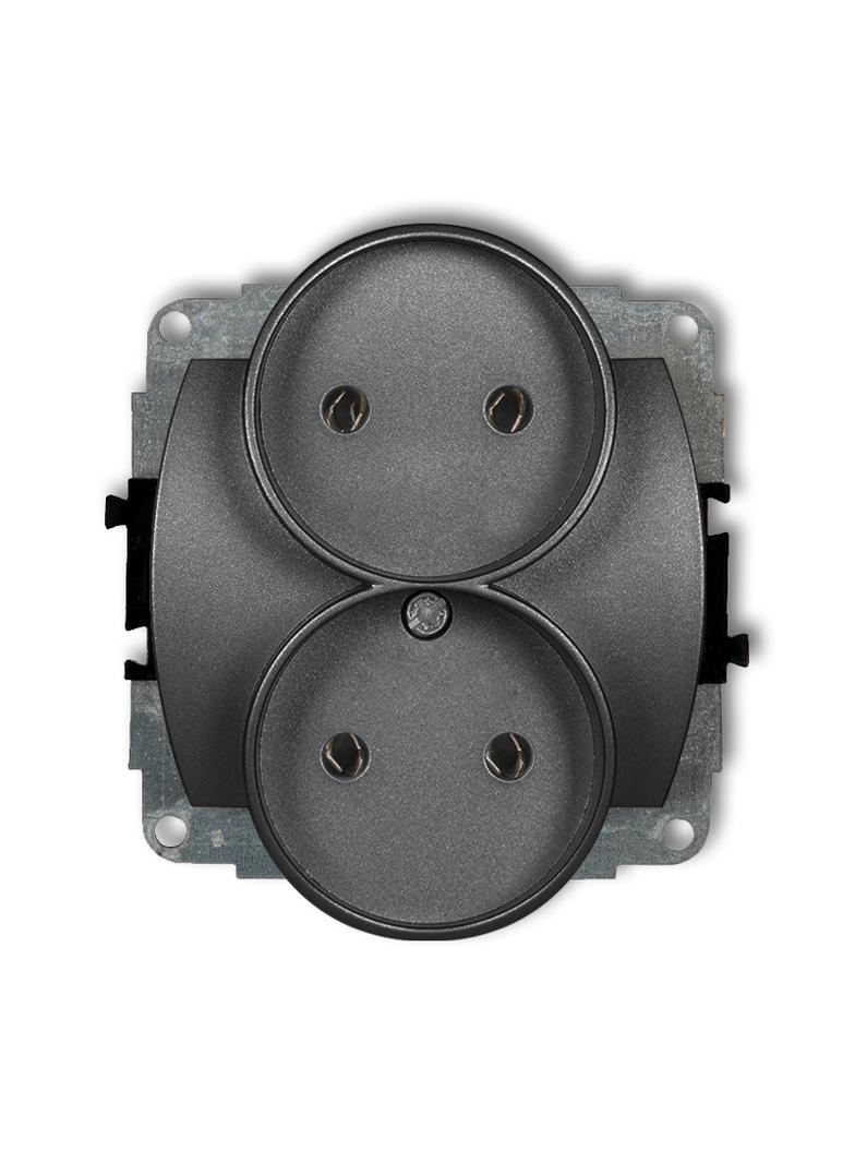 TREND Mechanizm gniazda podwójnego do ramki poziomej bez uziemienia 2x2P (przesłony torów prądowych)