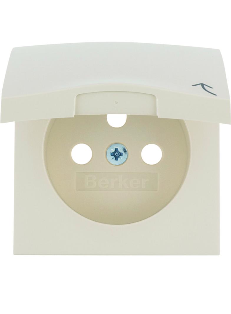 BERKER B.Kwadrat Płytka czołowa do gniazda z uziemieniem z pokrywą krem 3965898992 HAGER