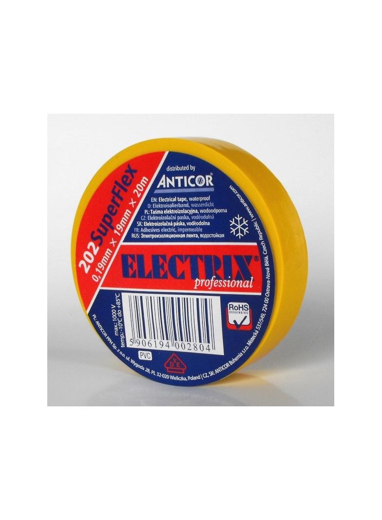 ELECTRIX 202 SuperFlex taśma elektroizolacyjna PCW 0,19 mm x 19 mm x 20 m żółta