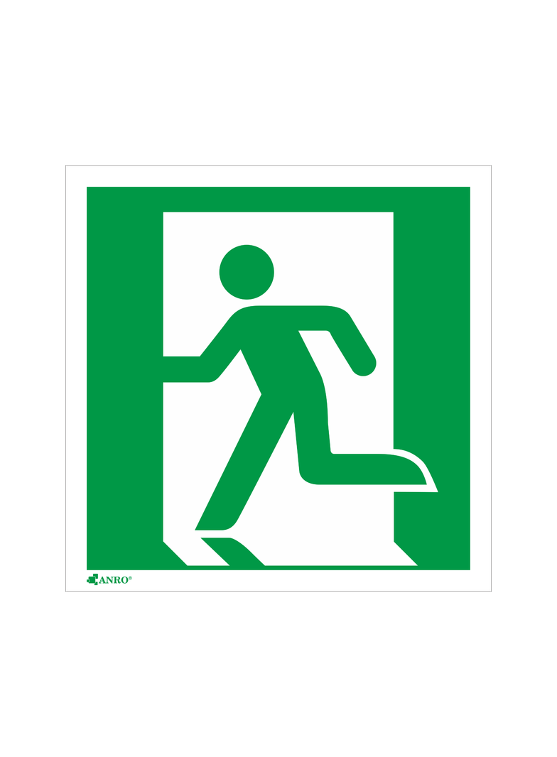 DRZWI EWAKUACYJNE W LEWO 150X150 FOLIA SAMOPRZYLEPNA FOTOLUMINESCENCYJNA