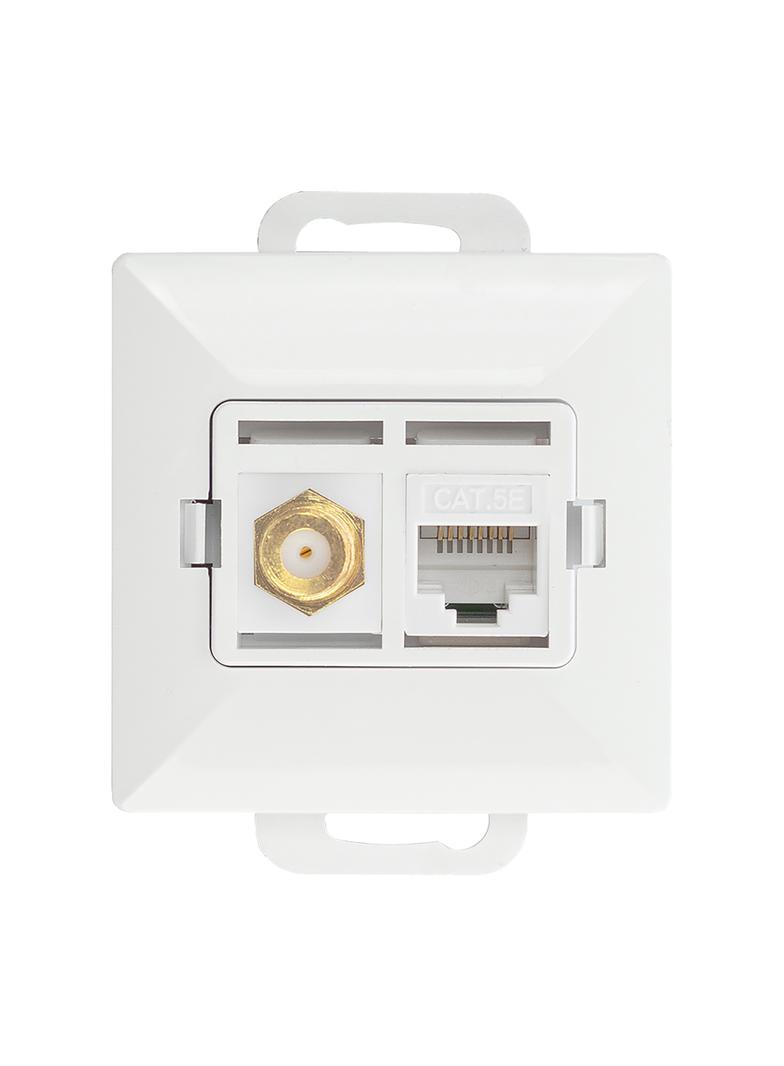 Gniazdo pojed. typu F + Gniazdo 1xRJ45 Cat6 Pearl, TV/F+RJ45/P, biały