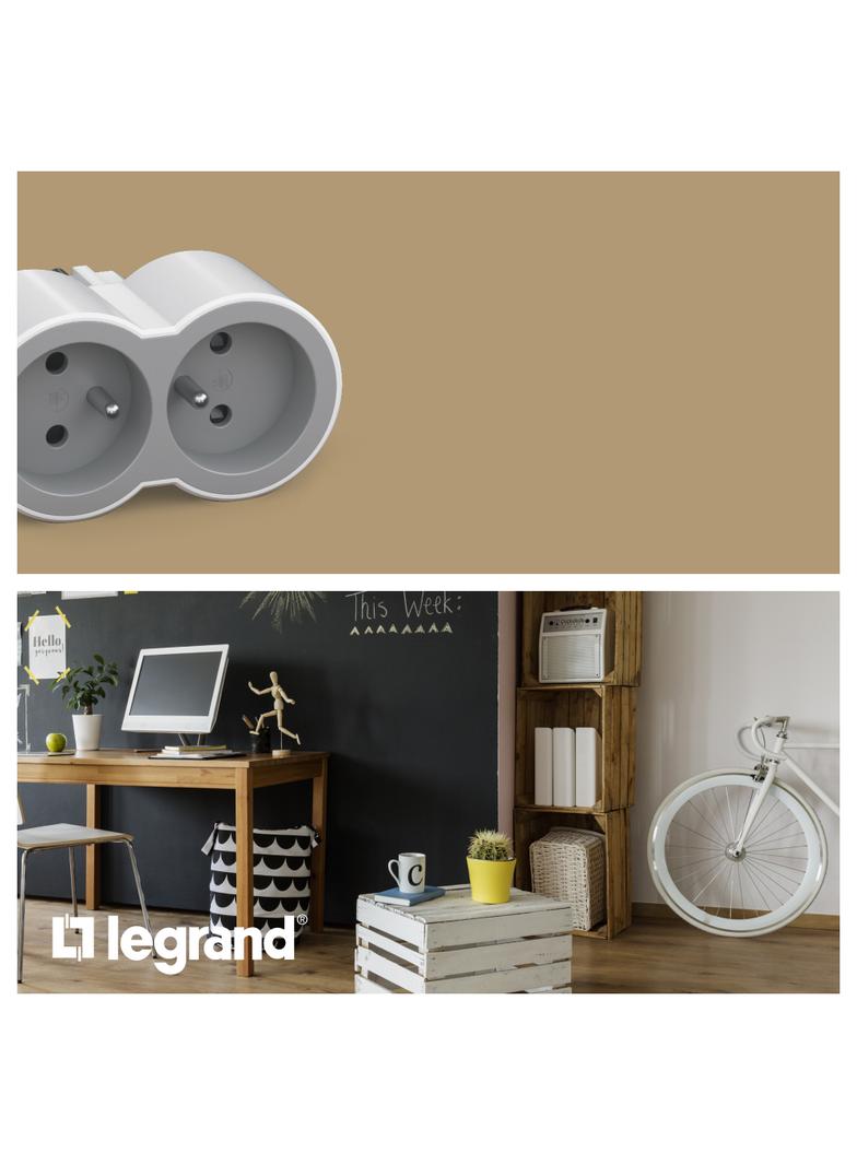 Rozgałęźnik 3-Gniazdowy Z/U Biały/Grafitowy Helmo  049435 LEGRAND