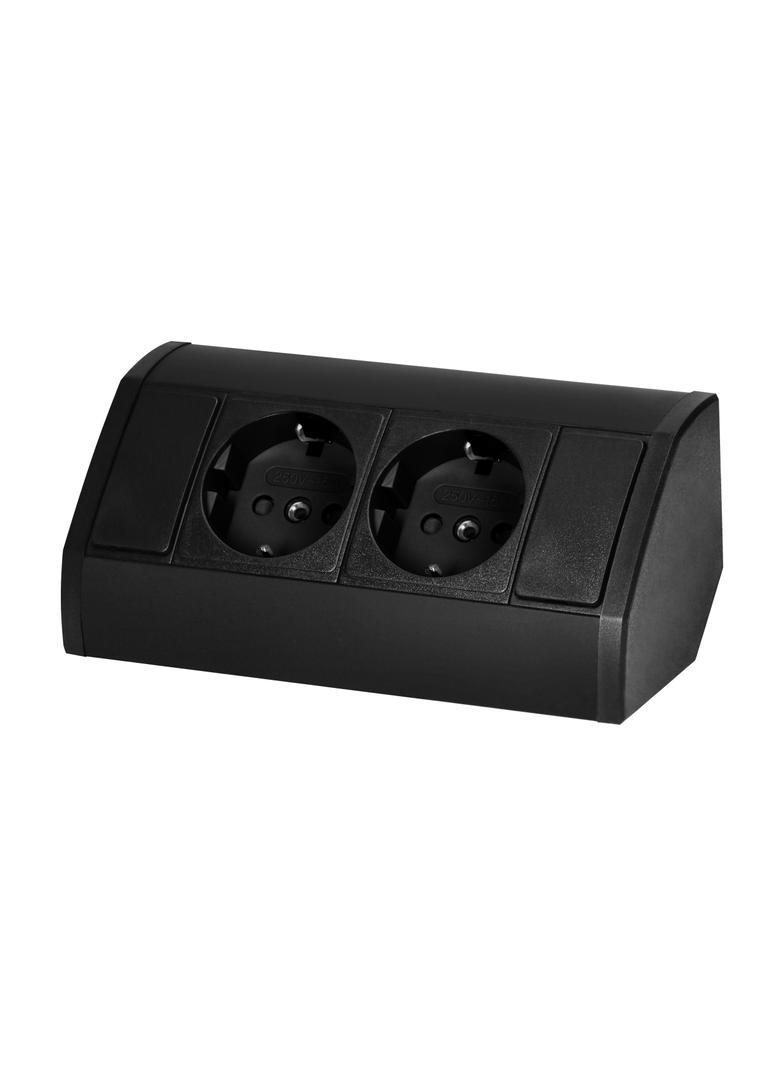 Gniazdo meblowe 2x2P+Z (Schuko), czarne