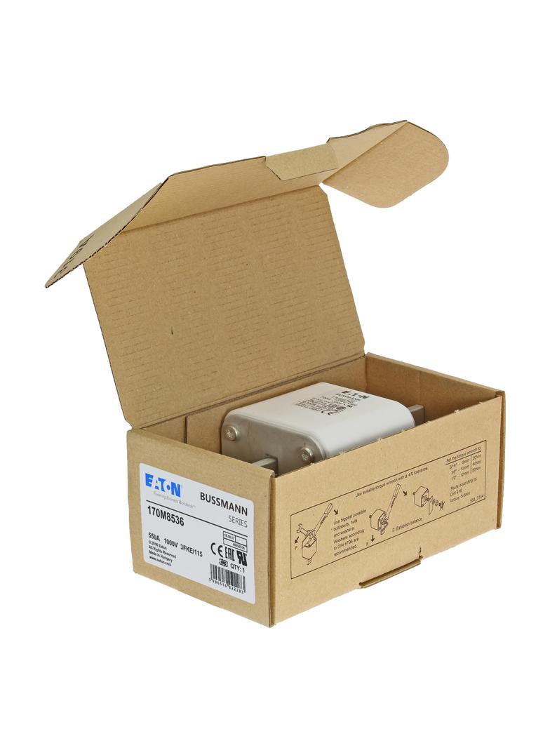 FUSE 550A 1000V 3FKE/115 AR UR Wkładka szybka 550A AC 1000V rozmiar 3 76x92x159 mm aR IEC, 170M8536