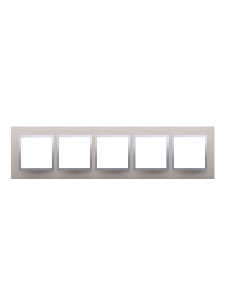 Simon 54 Nature Ramka 5-krotna Nature-Metal SATYNOWY BLASK IP20/IP44* (*IP44-należy zastosować zestaw uszczelek DUN5) DRN5/79 KONTAKT
