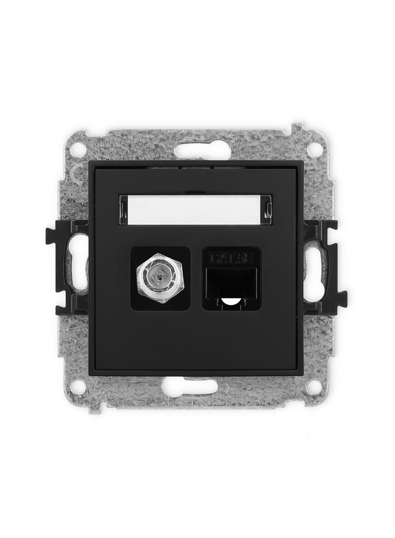 ICON Mechanizm gniazda antenowego poj. typu F (SAT) + gniazda komp. poj. 1xRJ45, kat. 5e, 8-stykowy