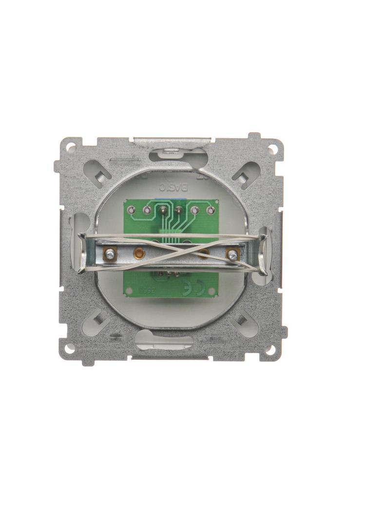 Simon Basic Gniazdo telefoniczne RJ11 uniwersalne pojedyncze Montaż na łapki lub wkręty srebrny mat