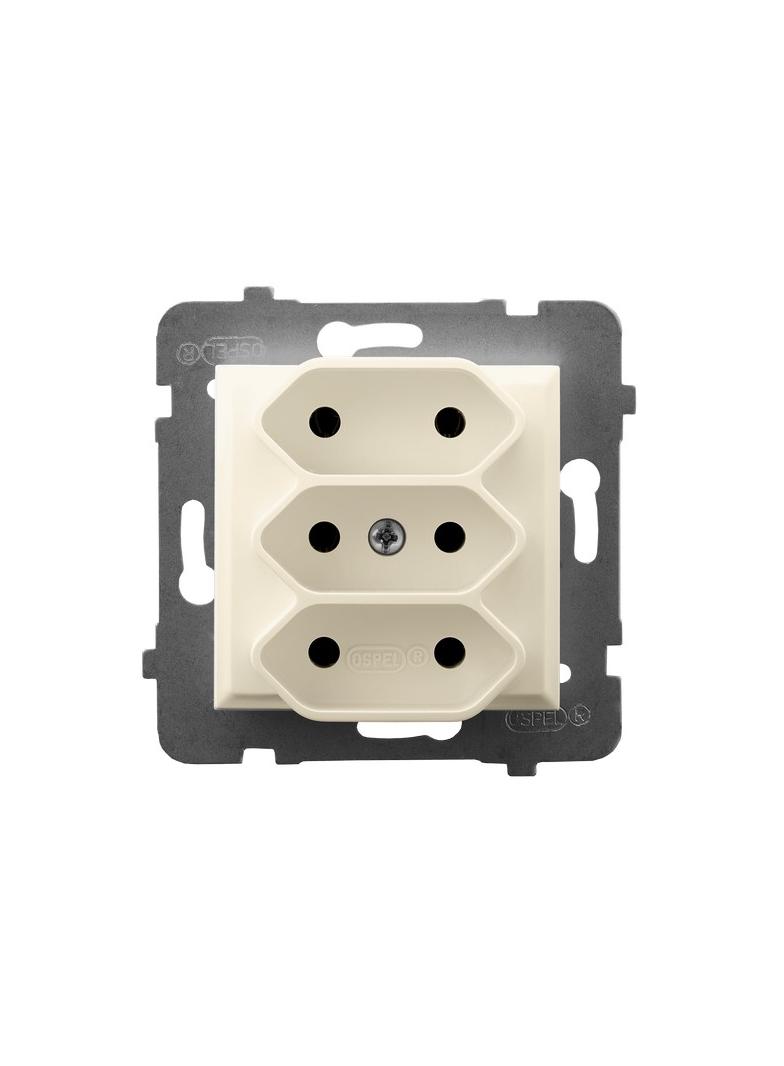 ARIA Gniazdo potrójne EURO - kolor ecru