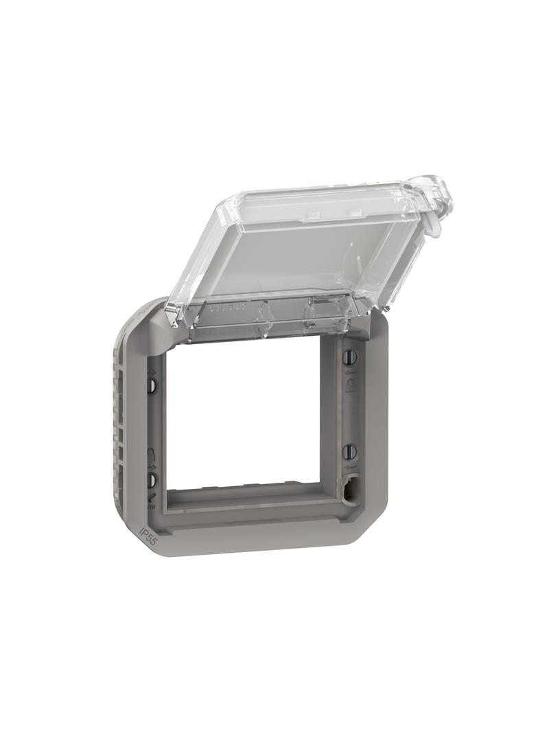 NOWE PLEXO - ADAPTER ARTEOR/MOSAIC Z PRZEZRO. KLAPKĄ Z BLOKADĄ MECH. SZARY 069579L LEGRAND