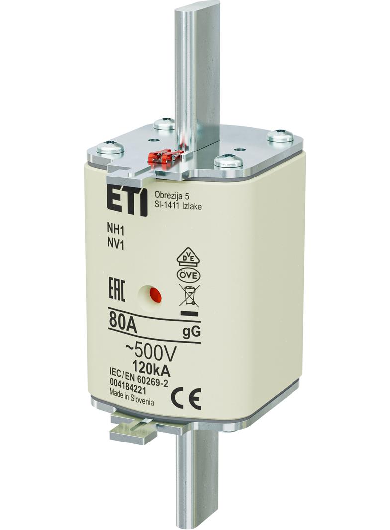 Wkładka topikowa NH zwłoczna KOMBI NH1 gG 80A 500V 004184221 ETI