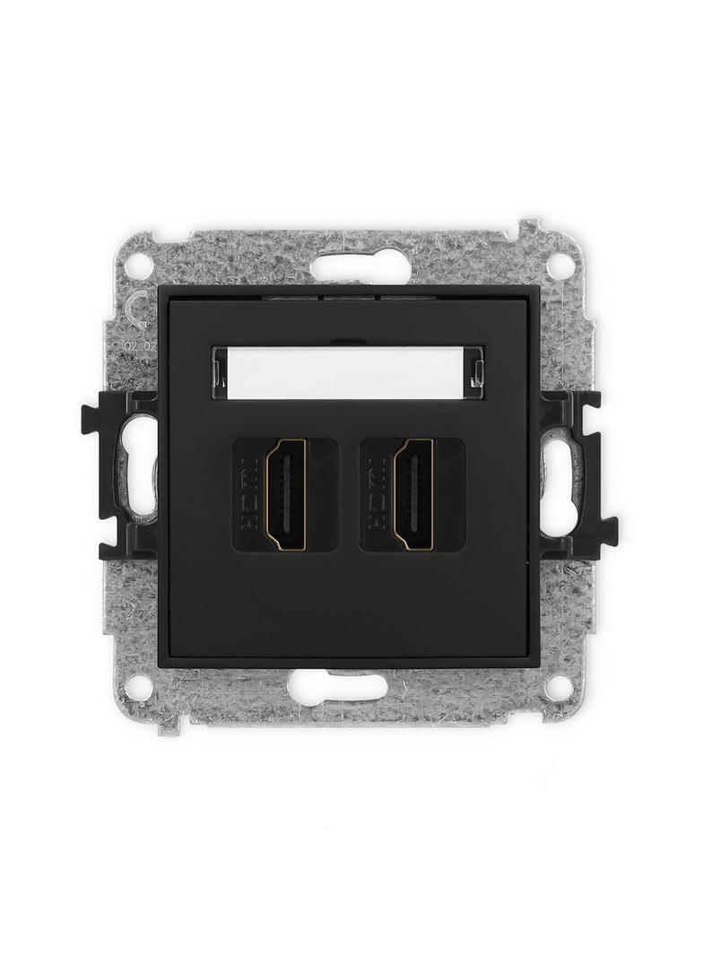 MINI Mechanizm gniazda podwójnego HDMI 2.0 czarny mat