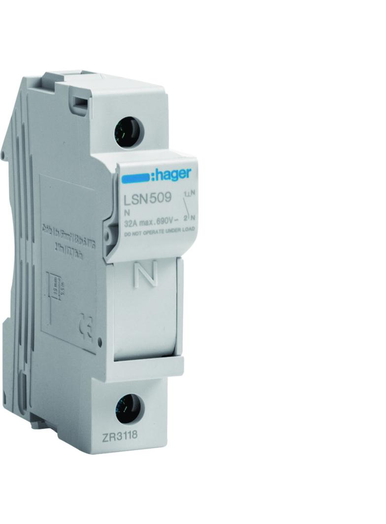 Rozłącznik bezpiecznikowy cylindryczny 1P 32A 10x38mm L38 LSN509 HAGER