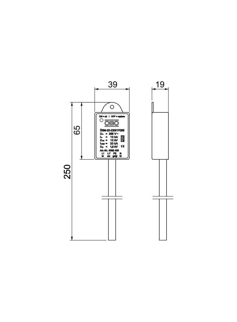 ÜSM-20-230I1PE65 Ogranicznik przepięć LED