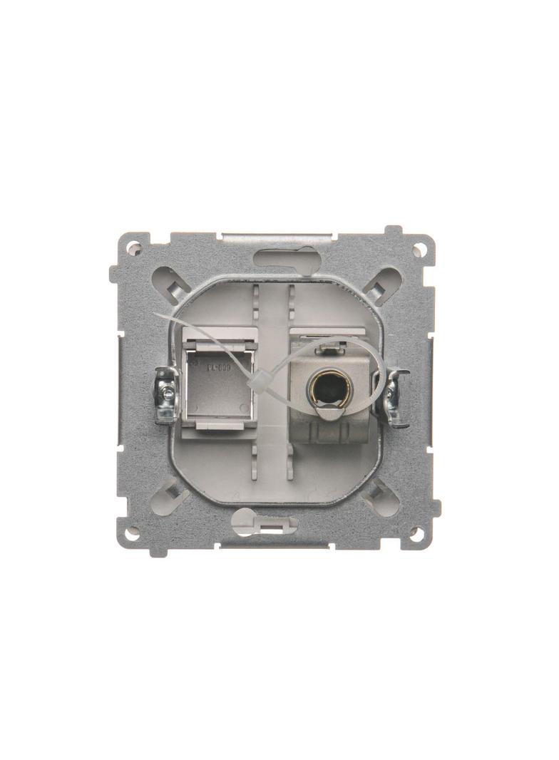 Simon Basic Gniazdo komputerowe RJ45 kategoria 6 pojedyncze ekranowane z przesłoną przeciwkurzową . Montaż na łapki lub wkręty stal inox BM61E.01/21 KONTAKT