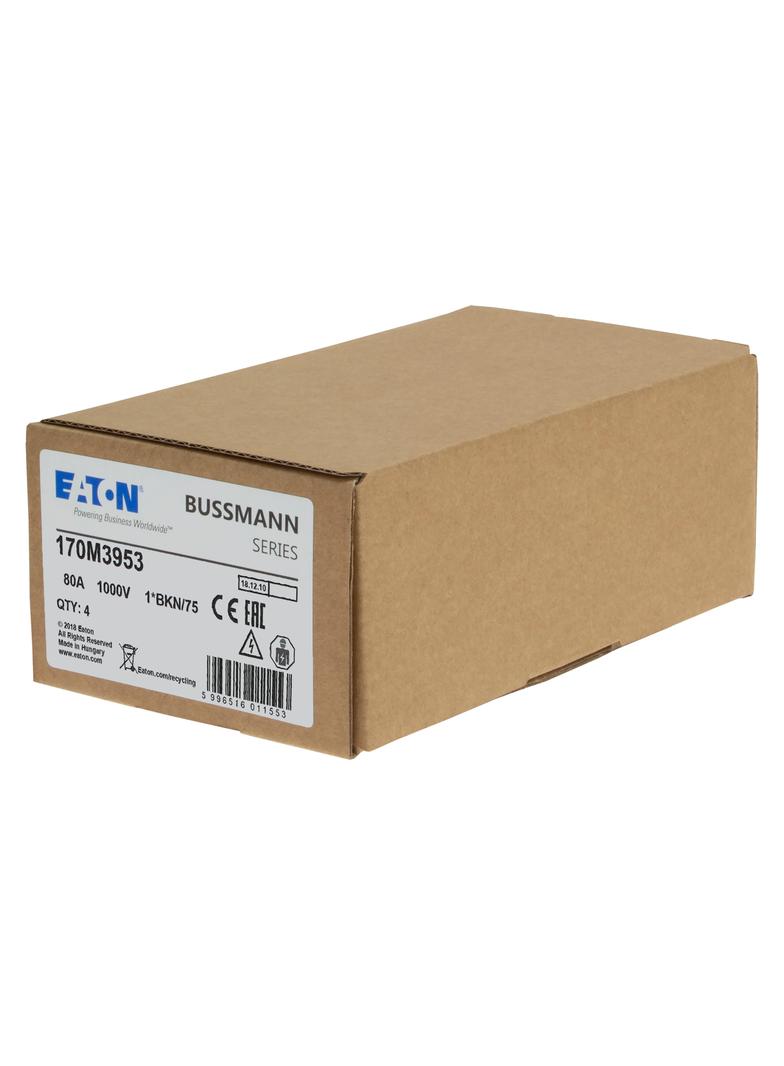 FUSE 80A 1000V 1*BKN/75 AR Wkładka szybka 80A AC 1000V rozmiar 1 43x61x74 mm aR IEC 170M3953 EATON