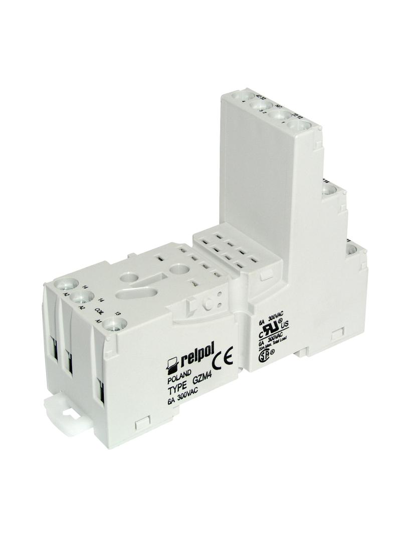 GZM4-SZARE Gniazdo wtykowe, do przekaźnika R4 - szerokość 27 mm.