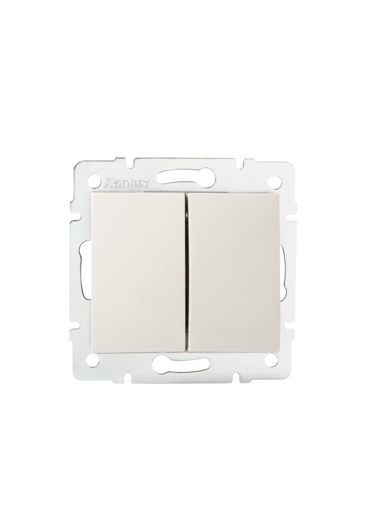 LOGI Łącznik dwugrupowy świecznikowy śrubowy 10AX 250V kremowy 021010103 25126 KANLUX