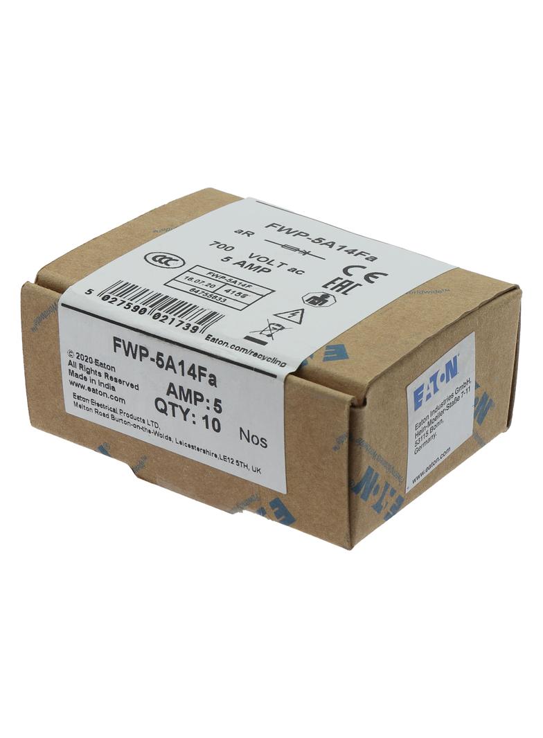 5AMP 700VAC 14 X 51MM FERRULE 5AMP 700VAC 14 X 51MM cylindryczna do półprzewodników FWP-5A14F EATON