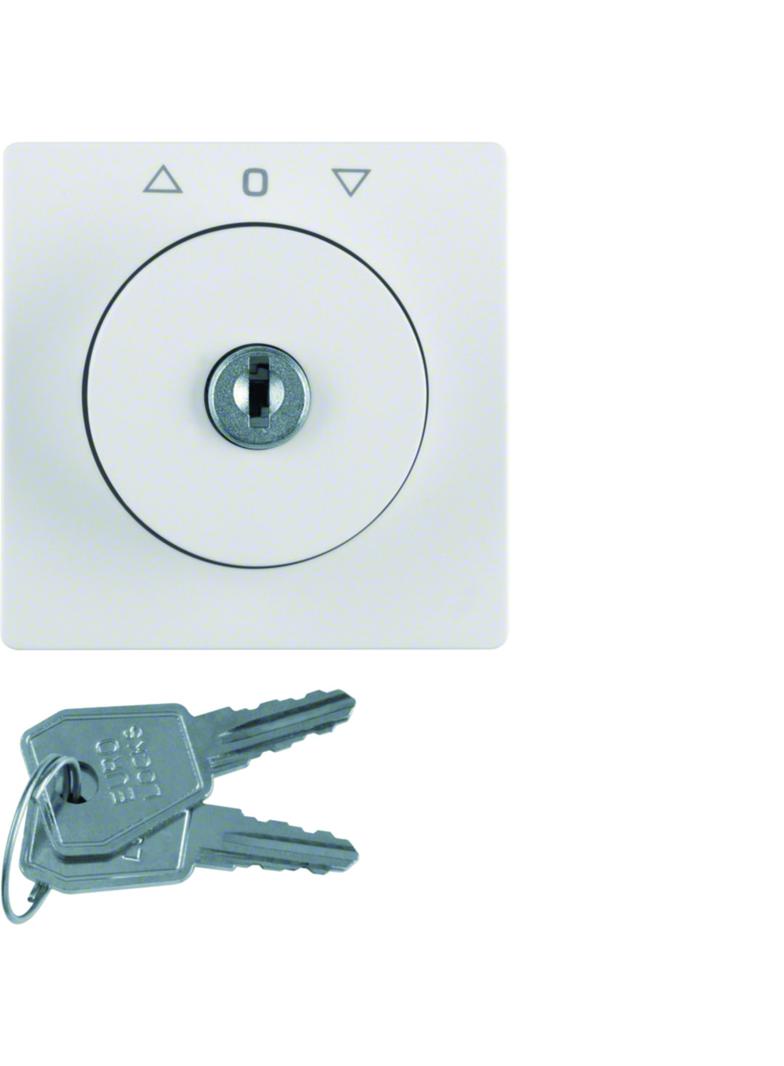 Q.x Płytka czołowa z zamkiem do łącznika żaluzjowego na klucz, biały, aksamit