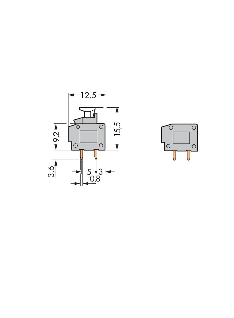 Złączka do płytek drukowanych szara raster 10/10,16mm 235‑851/332‑000 /100szt./ WAGO