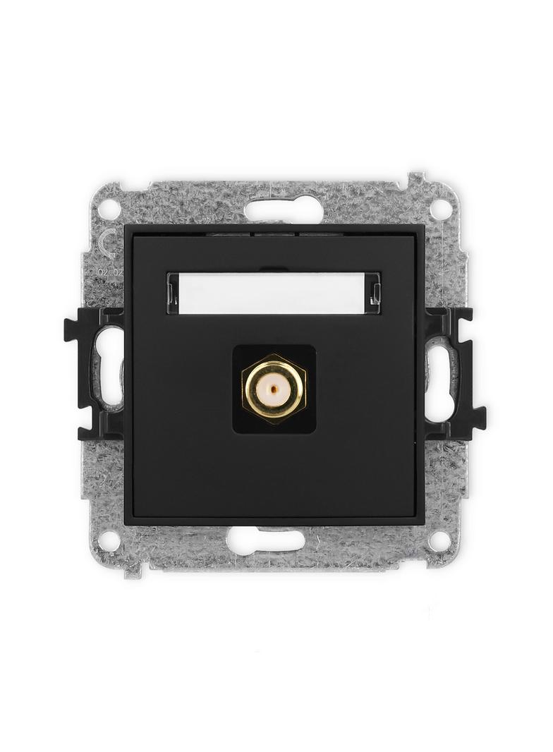 MINI Mechanizm gniazda antenowego pojedynczego typu F (SAT) pozłacany czarny mat